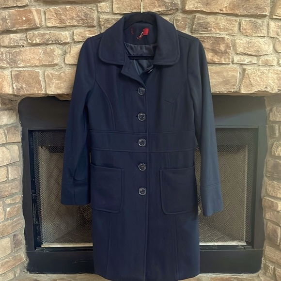 CoffeeShop black wool button down coat. Size Medium - Picture 1 of 9